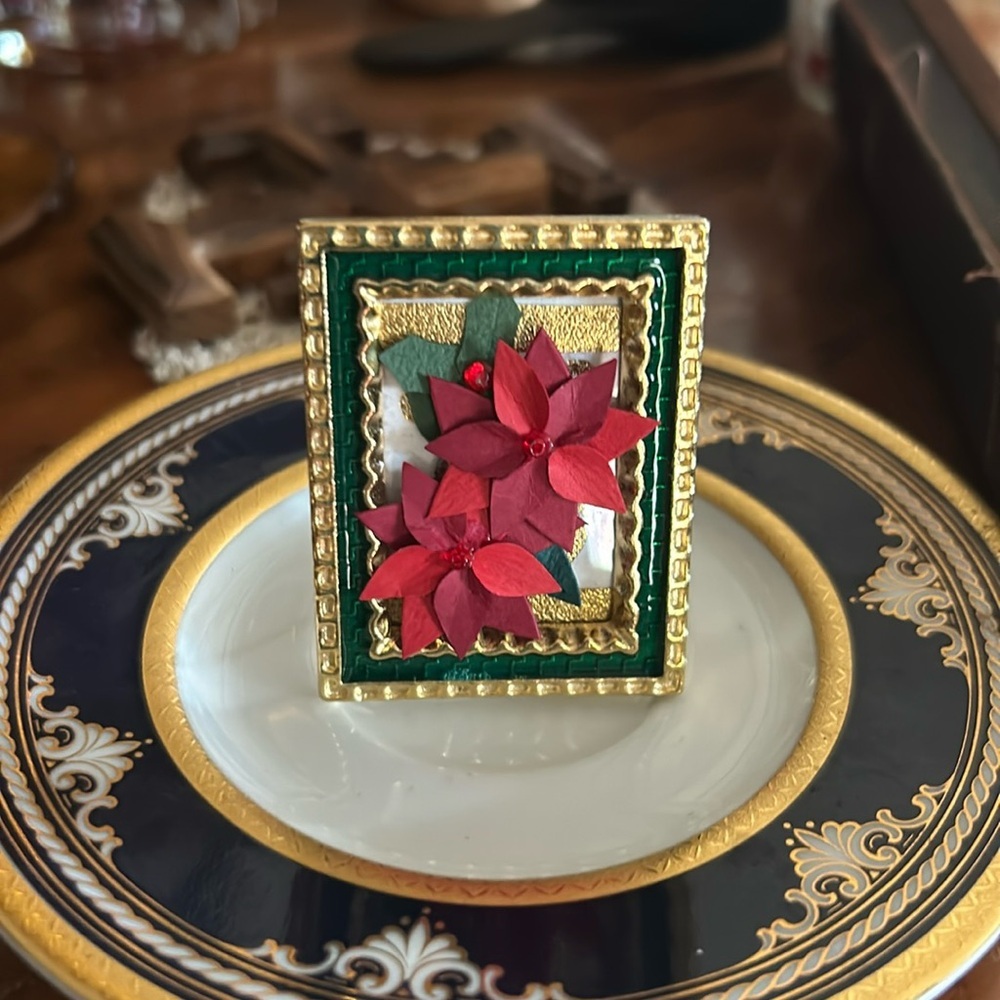 Vintage Framed 3-dimensional Poinsettias Picture